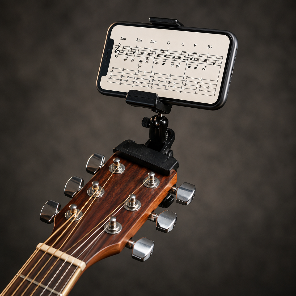 Phone Guitar Clip Stand – Adjustable Hands-Free Smartphone Holder