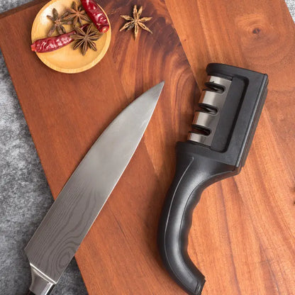 Multi-Functional 3-Segment Knife Sharpener for Kitchens