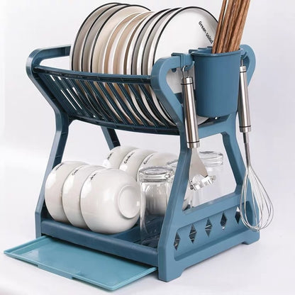 Double-layer Multifunctional Plastic Dish Rack
