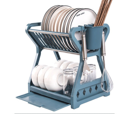 Double-layer Multifunctional Plastic Dish Rack