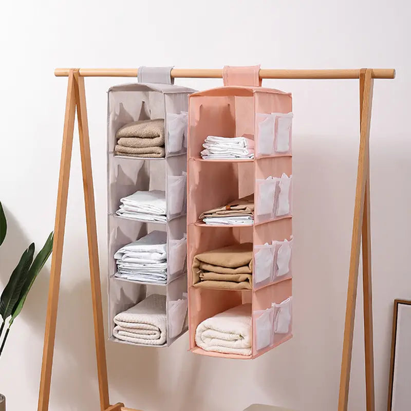 Space-Saving Hanging Closet Organizer with Multi-Layer Storage
