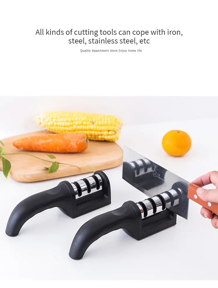 Multi-Functional 3-Segment Knife Sharpener for Kitchens
