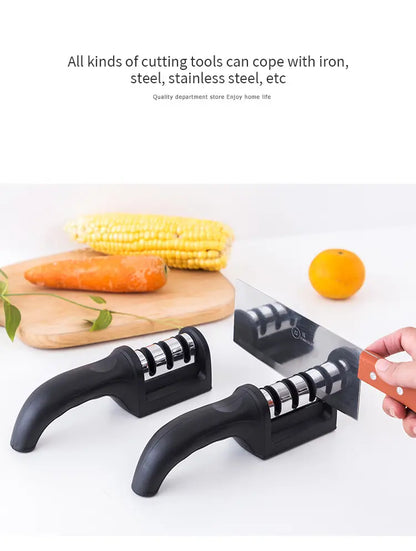 Multi-Functional 3-Segment Knife Sharpener for Kitchens