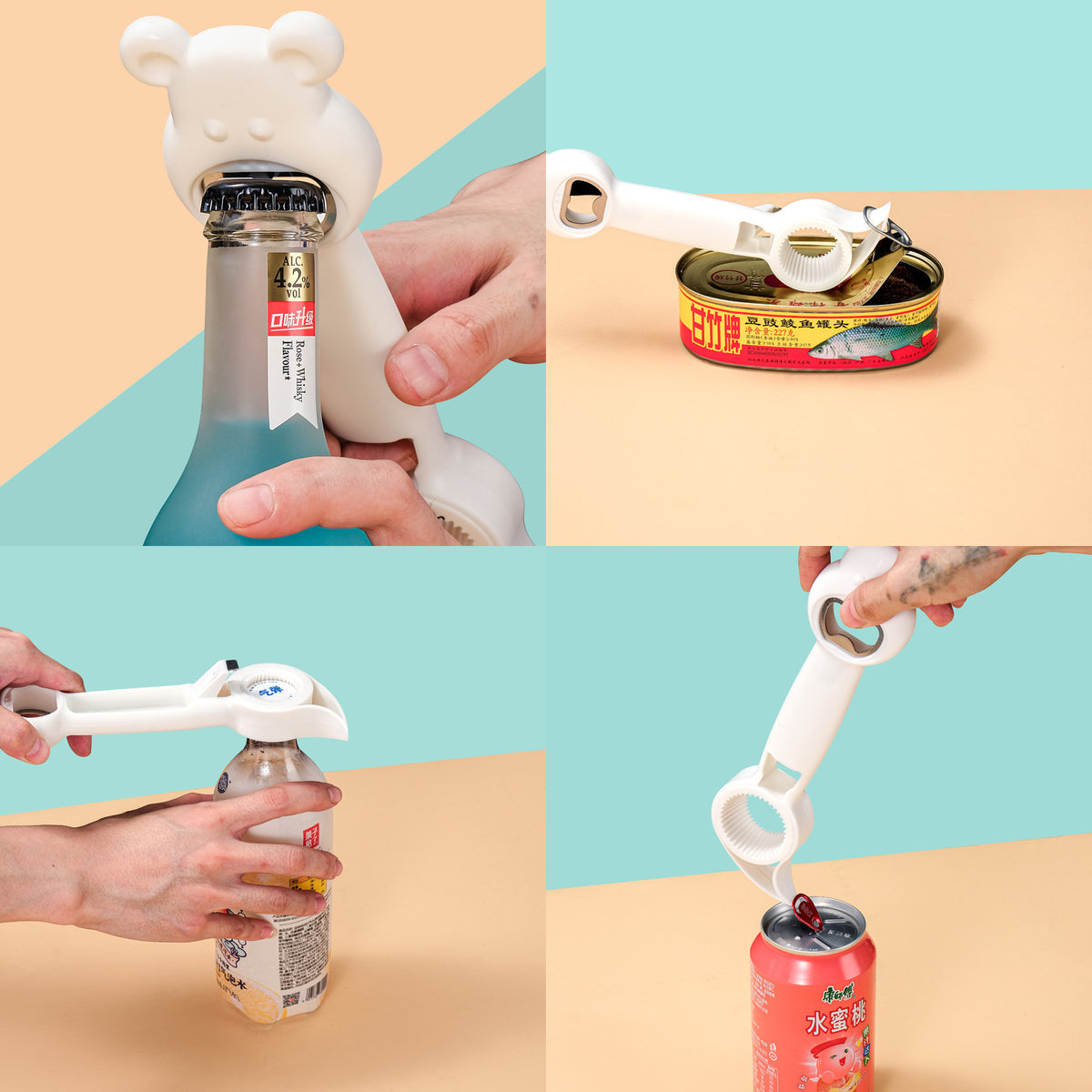4-in-1 Multifunctional Bottle Opener with Bear Design