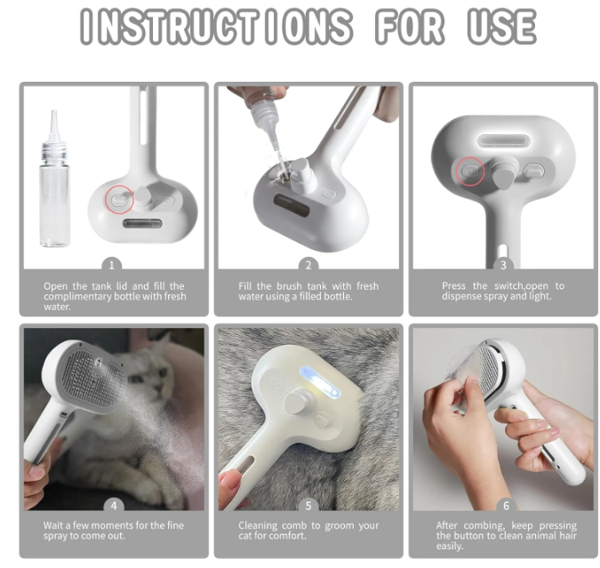 Pet Grooming Spray Brush – 2-in-1 Deshedding & Grooming Brush