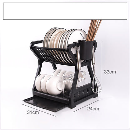 Double-layer Multifunctional Plastic Dish Rack