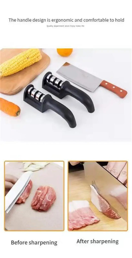 Multi-Functional 3-Segment Knife Sharpener for Kitchens