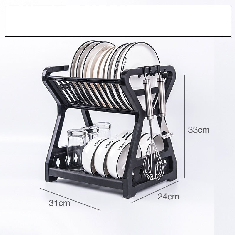 Double-layer Multifunctional Plastic Dish Rack