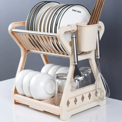Double-layer Multifunctional Plastic Dish Rack