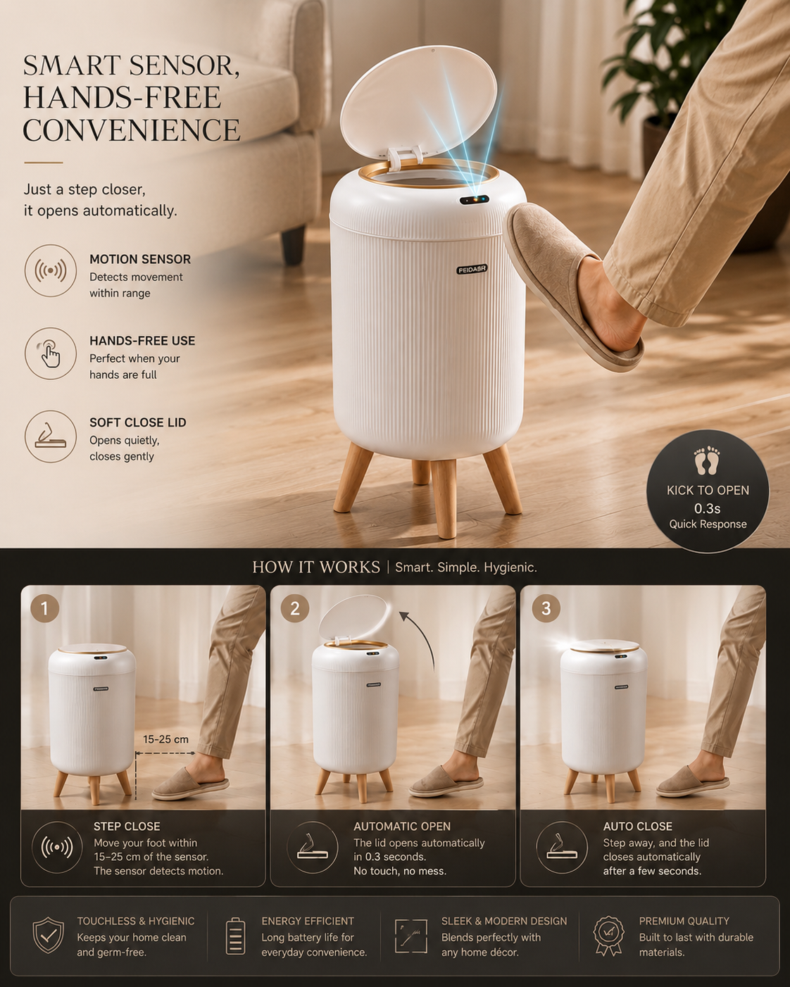 Smart Sensor Automatic Trash Can – 10L Touch-Free Waste Bin