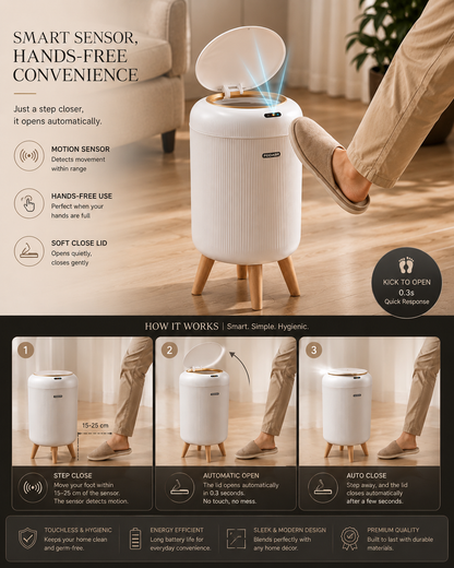 Smart Sensor Automatic Trash Can – 10L Touch-Free Waste Bin
