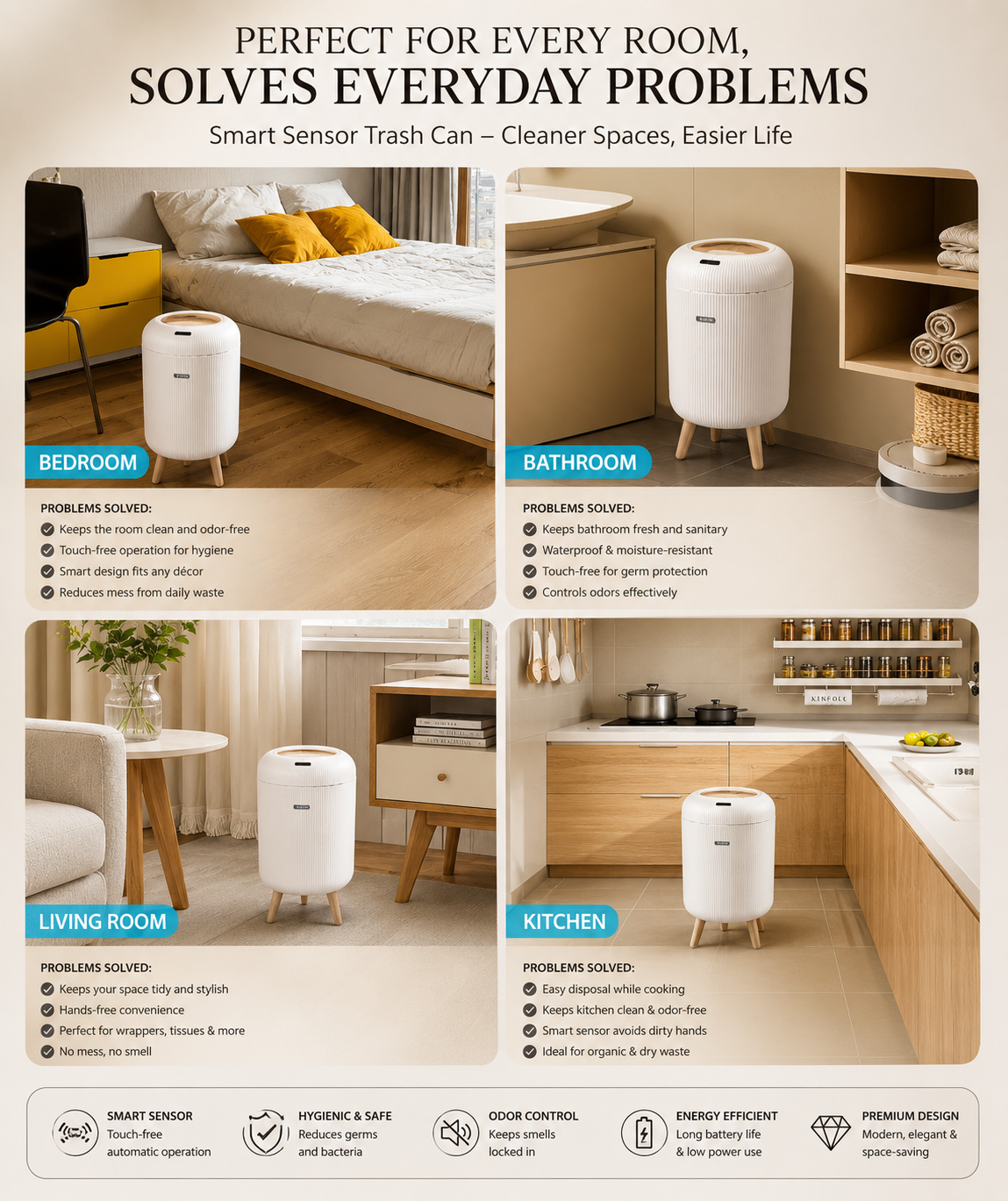 Smart Sensor Automatic Trash Can – 10L Touch-Free Waste Bin