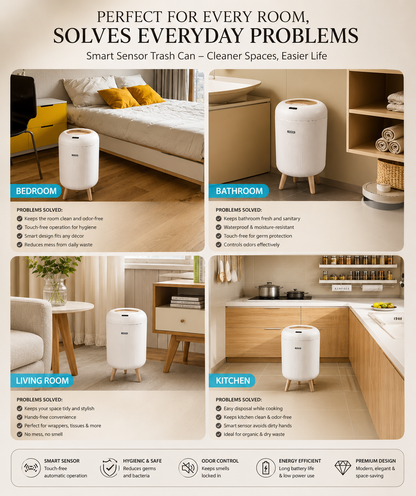 Smart Sensor Automatic Trash Can – 10L Touch-Free Waste Bin