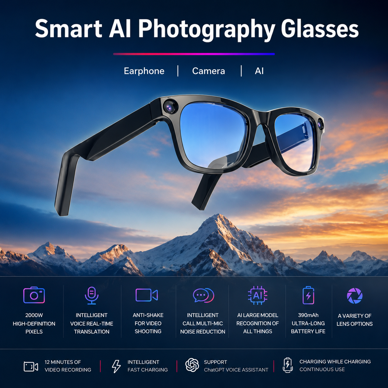AI Camera Smart Glasses