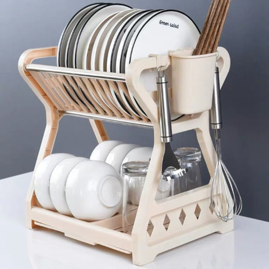 Double-layer Multifunctional Plastic Dish Rack