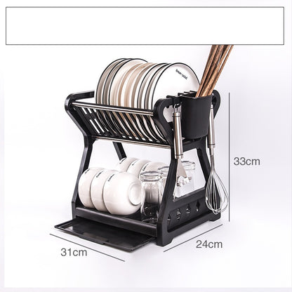 Double-layer Multifunctional Plastic Dish Rack
