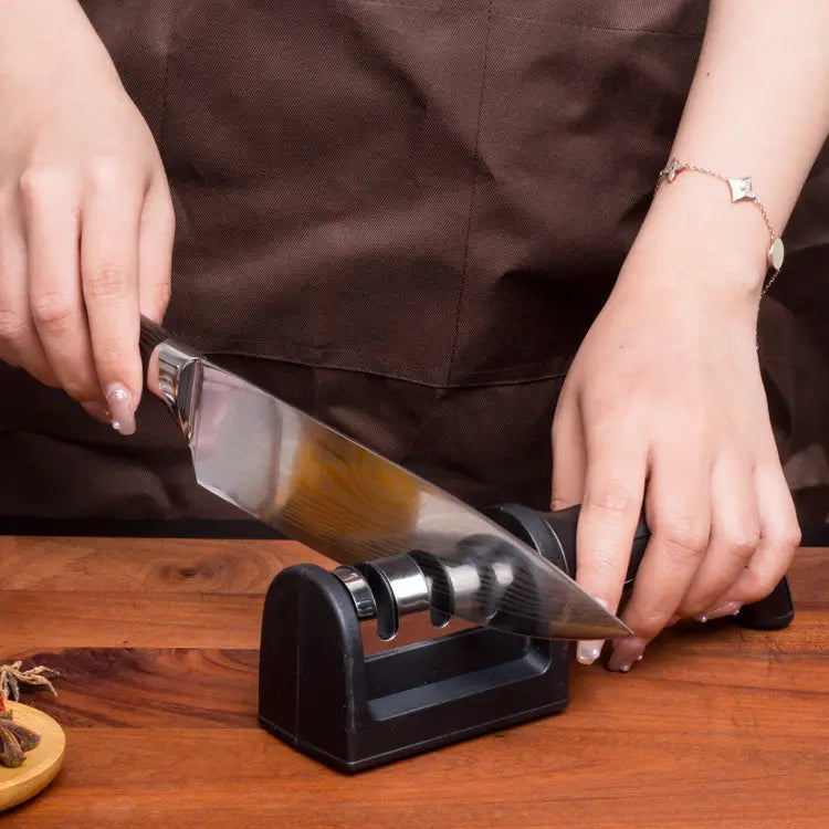 Multi-Functional 3-Segment Knife Sharpener for Kitchens