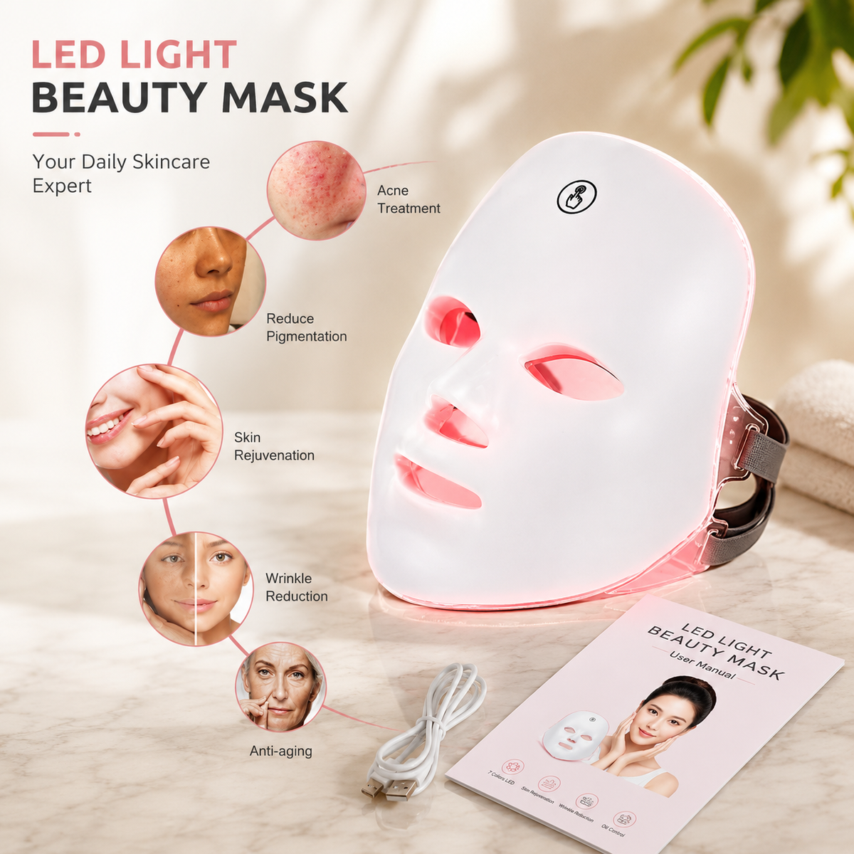LED Skin Rejuvenation Facial Beauty Device