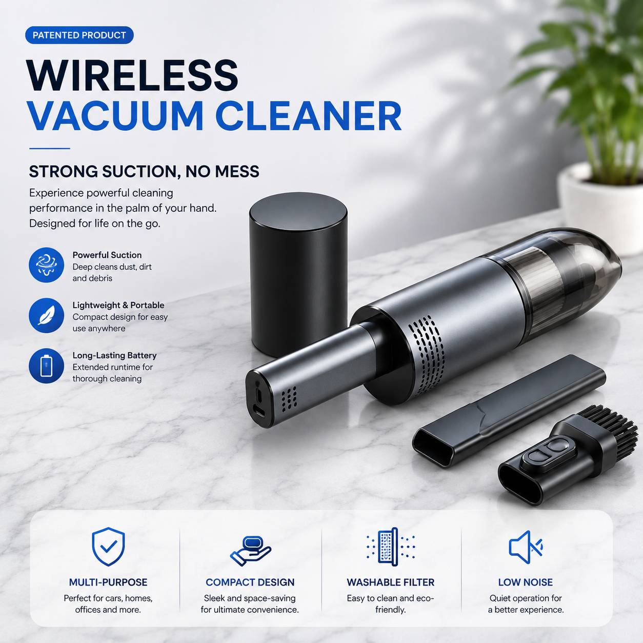 Portable Wireless Car Vacuum Cleaner with High Power