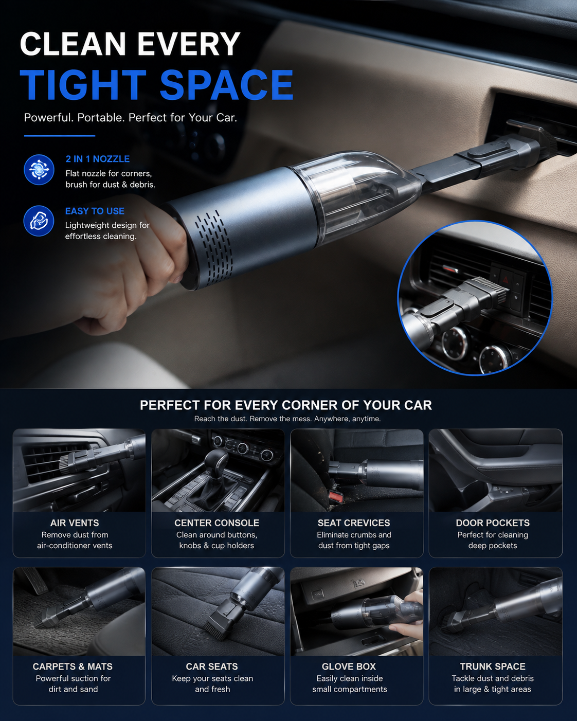 Portable Wireless Car Vacuum Cleaner with High Power